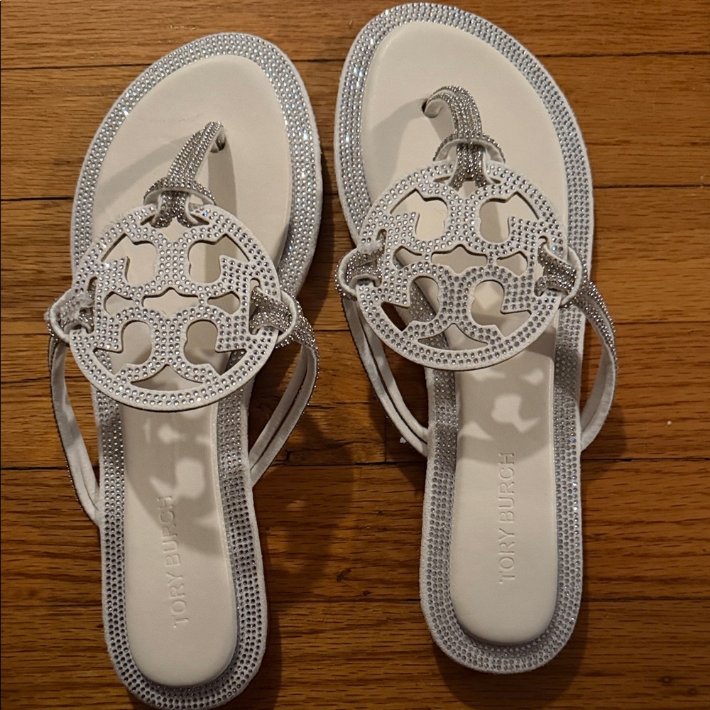 Tory Burch Miller Knotted Pave Sandals size 7 /38